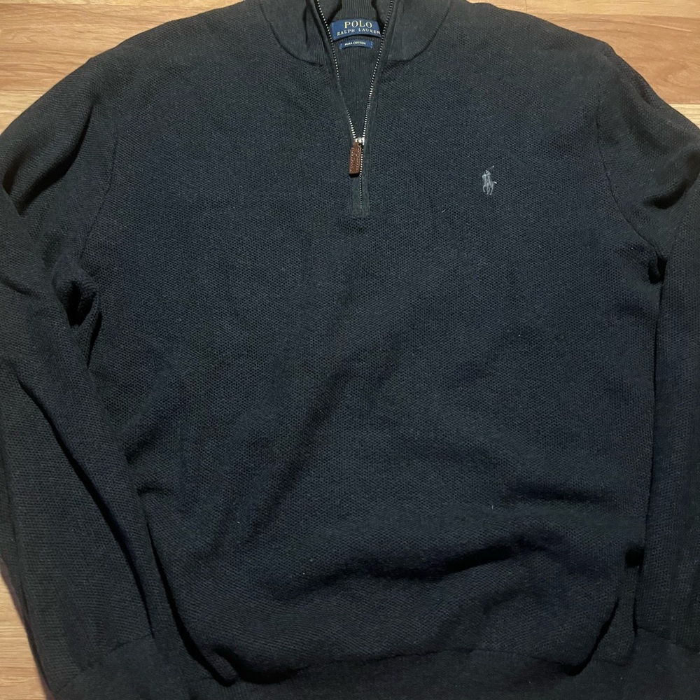 Polo by Ralph Lauren Men's Dark Grey Quarter Zip-Up